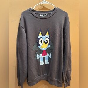 Bluey Halloween Vampire Graphic Sweatshirt Dark Gray Size XL